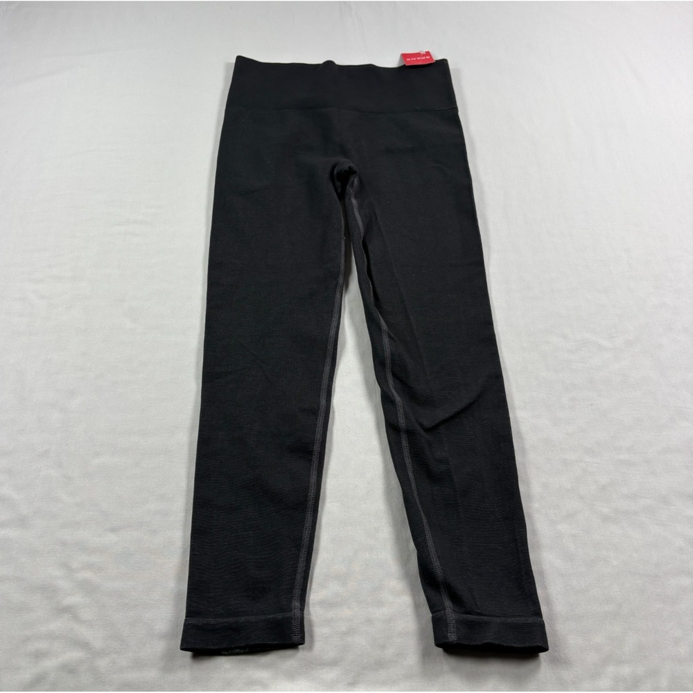 Spanx Leggings Womens Medium Black Seamless Track Stripe Gym Athleisure NEW